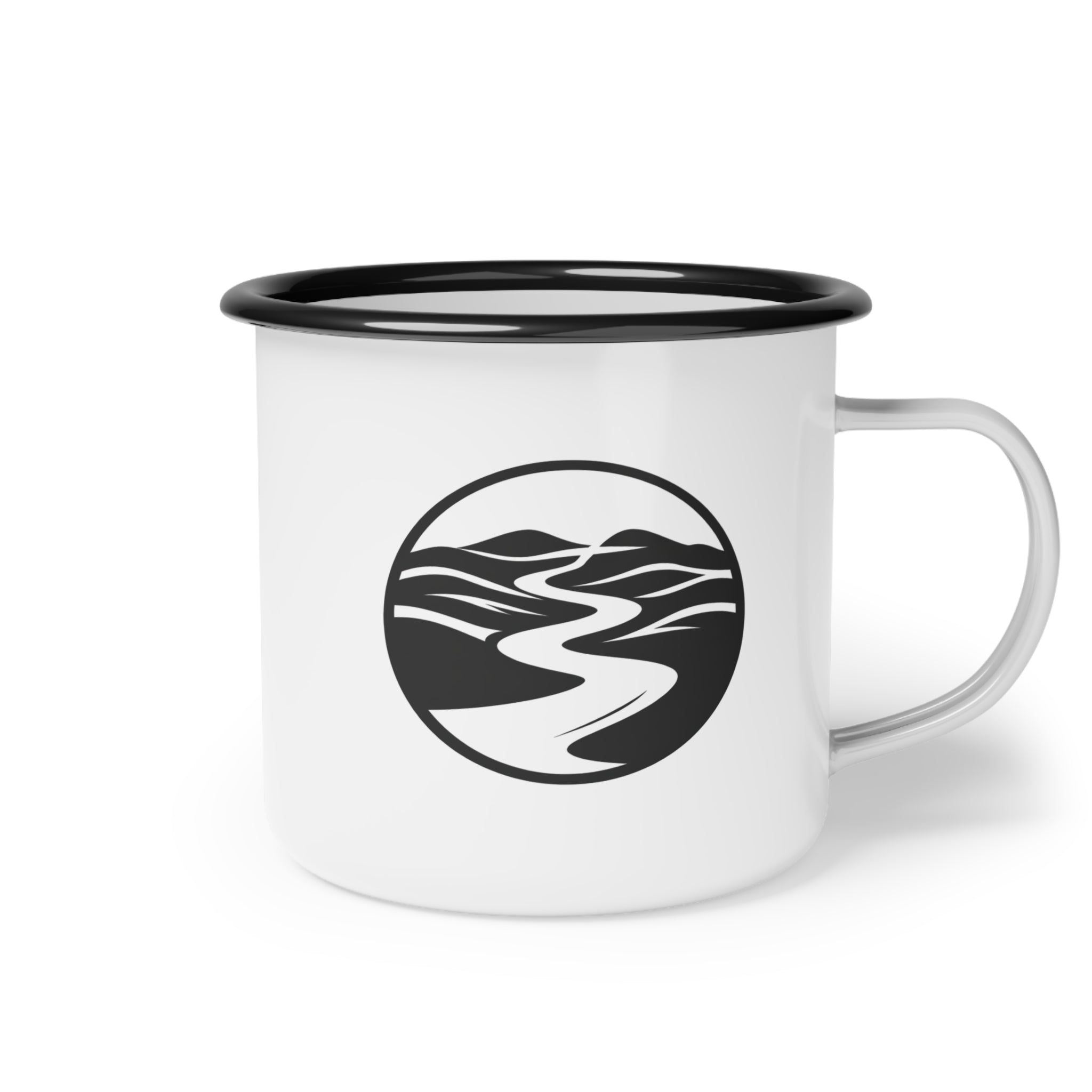 Enamel Camp Cup — "Narrow Trail Co." Vintage Outdoor Camping Mug