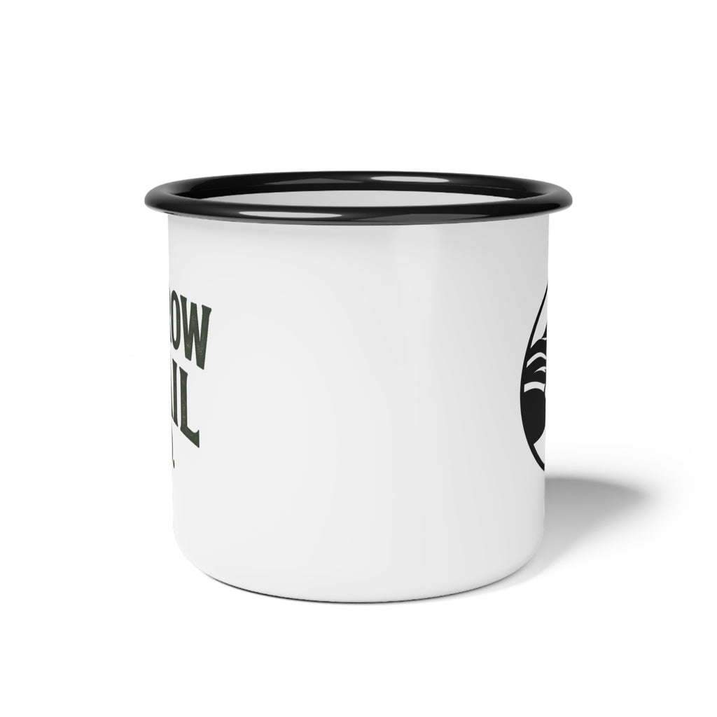 Enamel Camp Cup — "Narrow Trail Co." Vintage Outdoor Camping Mug