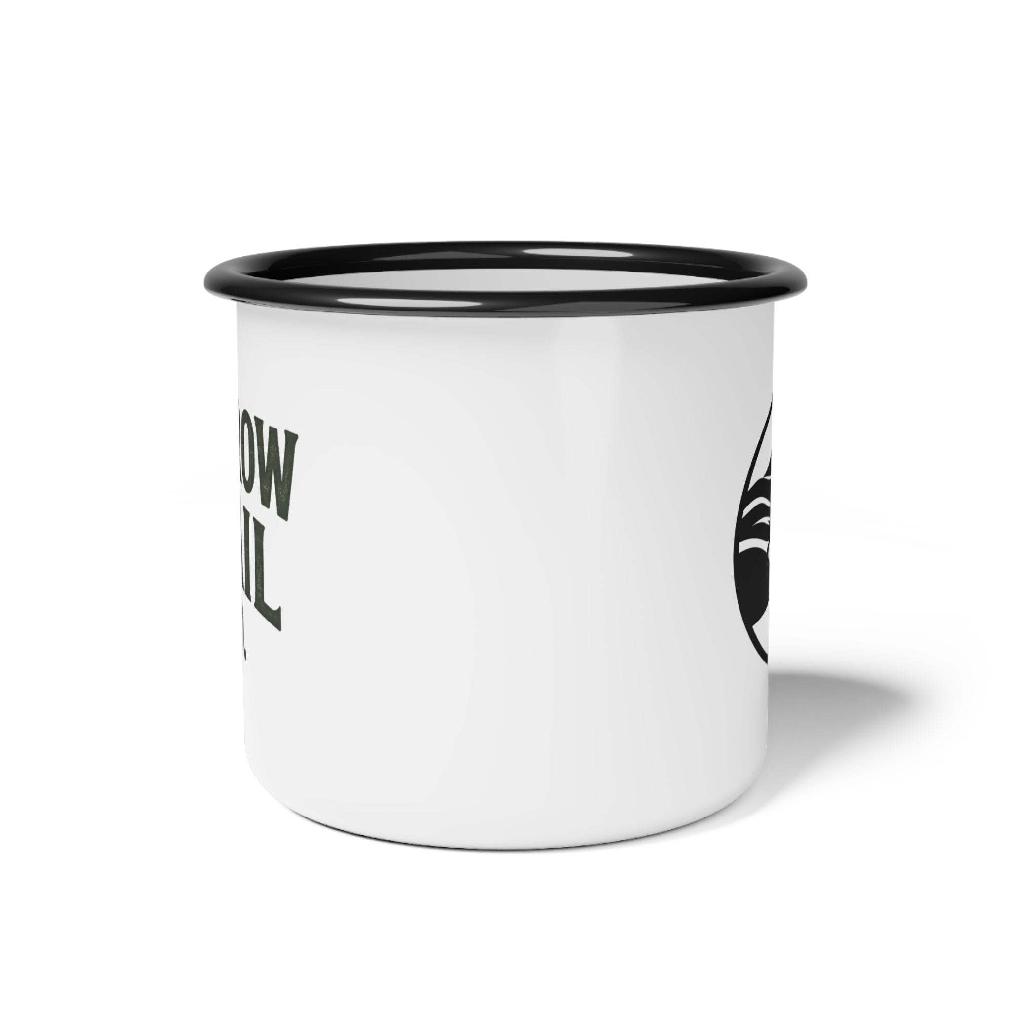 Enamel Camp Cup — "Narrow Trail Co." Vintage Outdoor Camping Mug